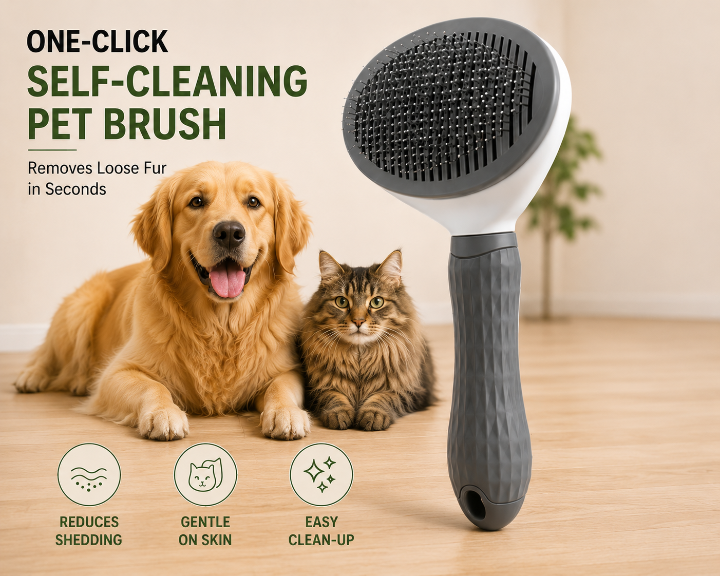 FurBuster™ Self-Cleaning Grooming Brush