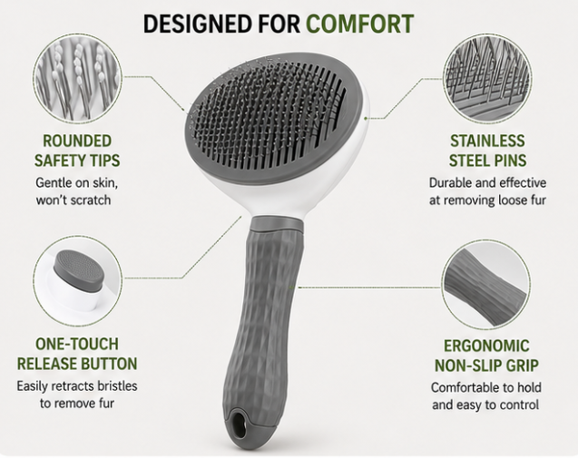 FurBuster™ Self-Cleaning Grooming Brush