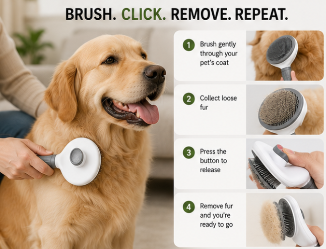 FurBuster™ Self-Cleaning Grooming Brush
